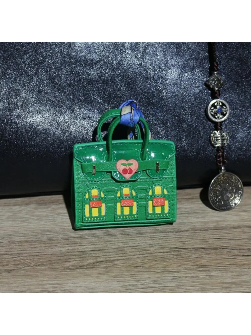 Stylish 2 PCS Mini Tote Bag Charms & Keychain Pouch Coin Purse Wallet Set